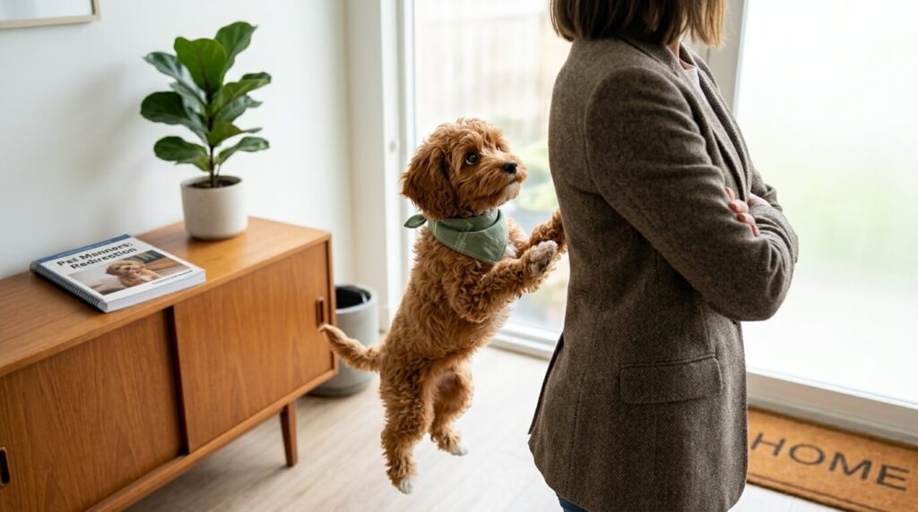 Turning your back to remove attention and successfully stop dog jumping on guests