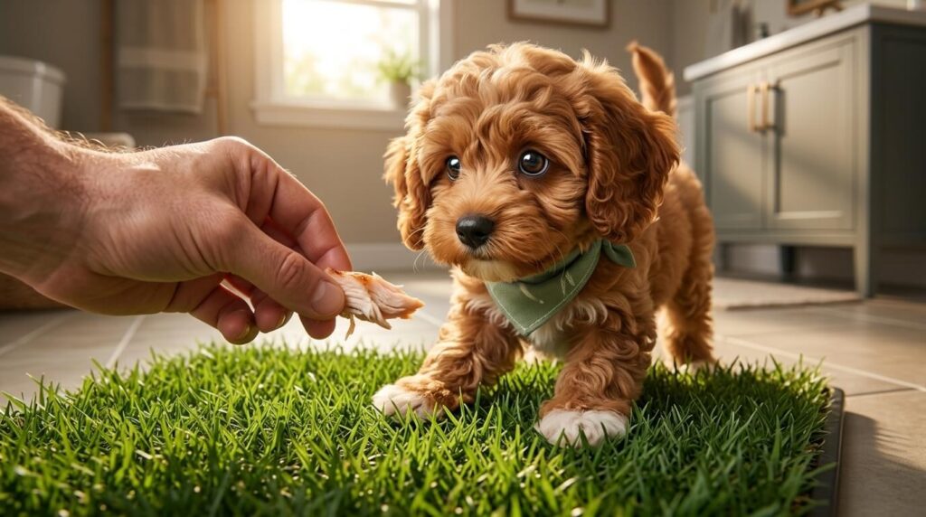 Using high-value treats to retrain and fix litter box avoidance dogs issues
