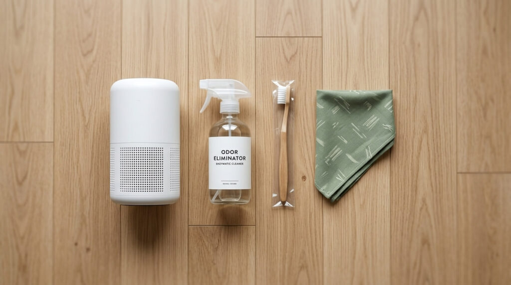 Using a HEPA air purifier and enzymatic cleaners to successfully control dog odor apartment