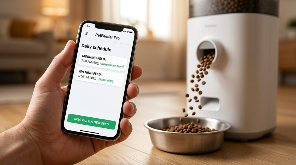 Using a smartphone app to schedule meals on the best automatic dog feeders