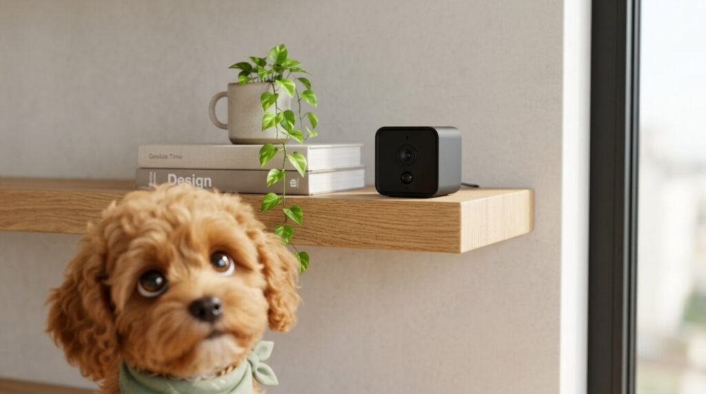 A stylish treat-tossing device rated as the best pet camera for dogs in an apartment