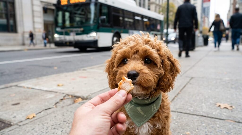 Using high-value treats to counter-condition and treat dog city noise anxiety