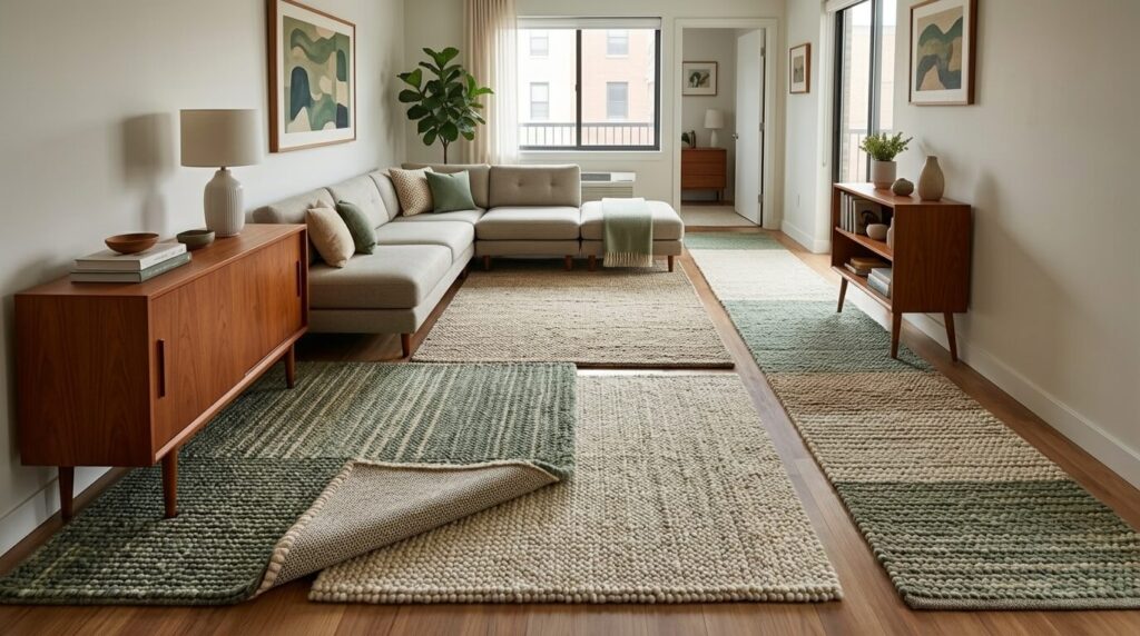 Using thick non-slip rugs to safely manage dog zoomies in apartment living rooms
